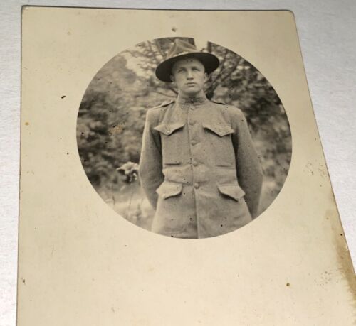 Ancien uniforme américain de la Première Guerre mondiale soldat américain ! Vraie carte postale photo ! RPPC ! Première Guerre mondiale ! - Photo 1/5