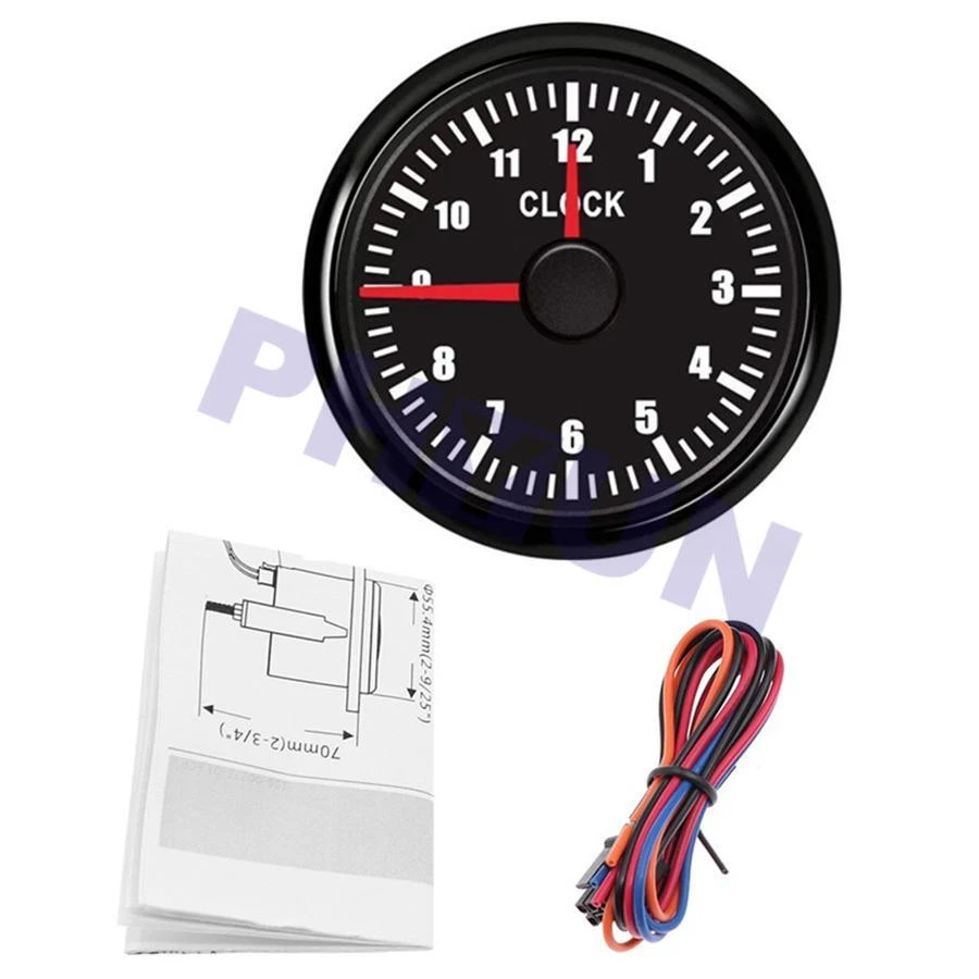 Puntero retroiluminación roja calibre reloj universal 52 mm 0-12 horas para coche RV barco 12 V Foto 3 de 4