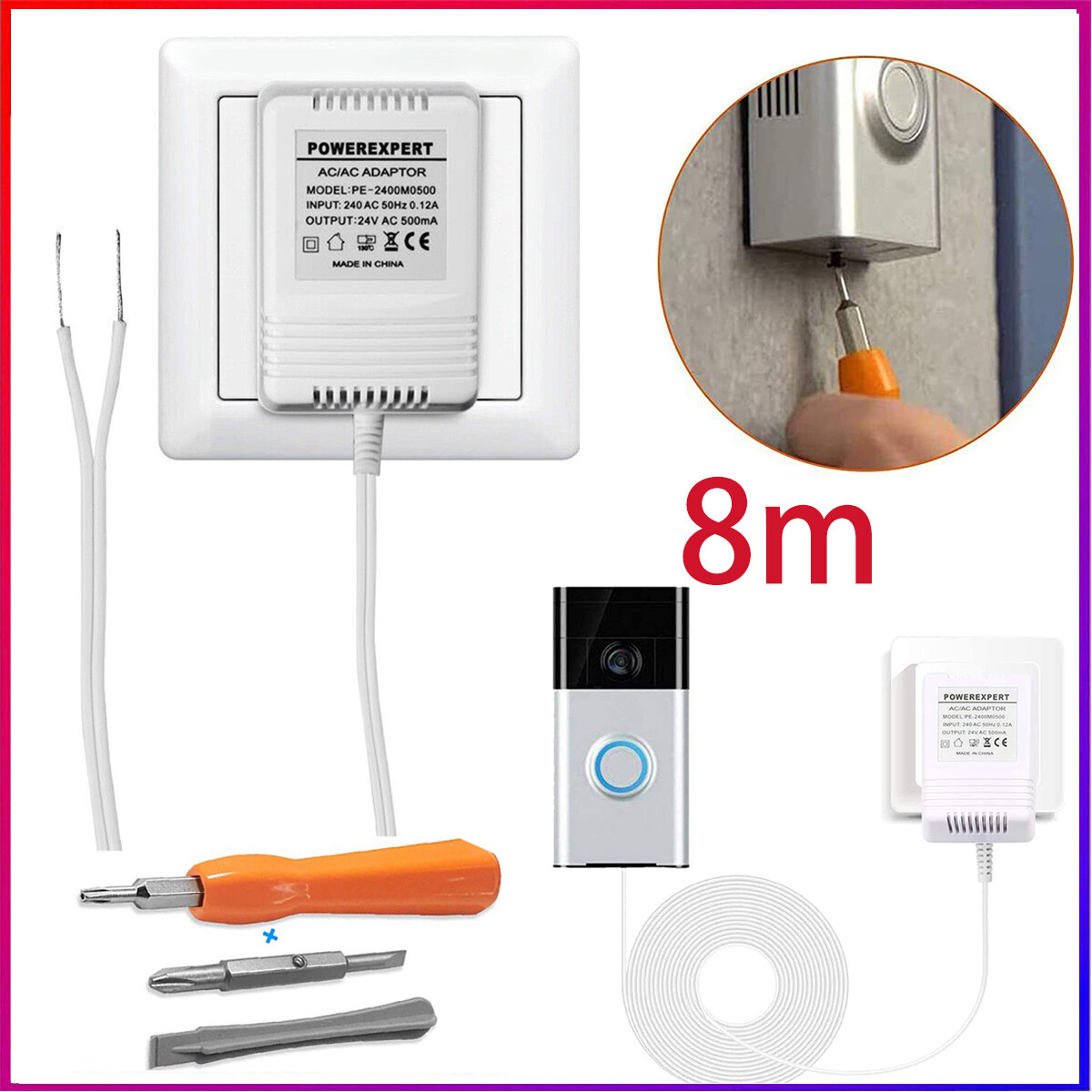 Power Supply Charging Adapter Charger for Video Ring Doorbell
