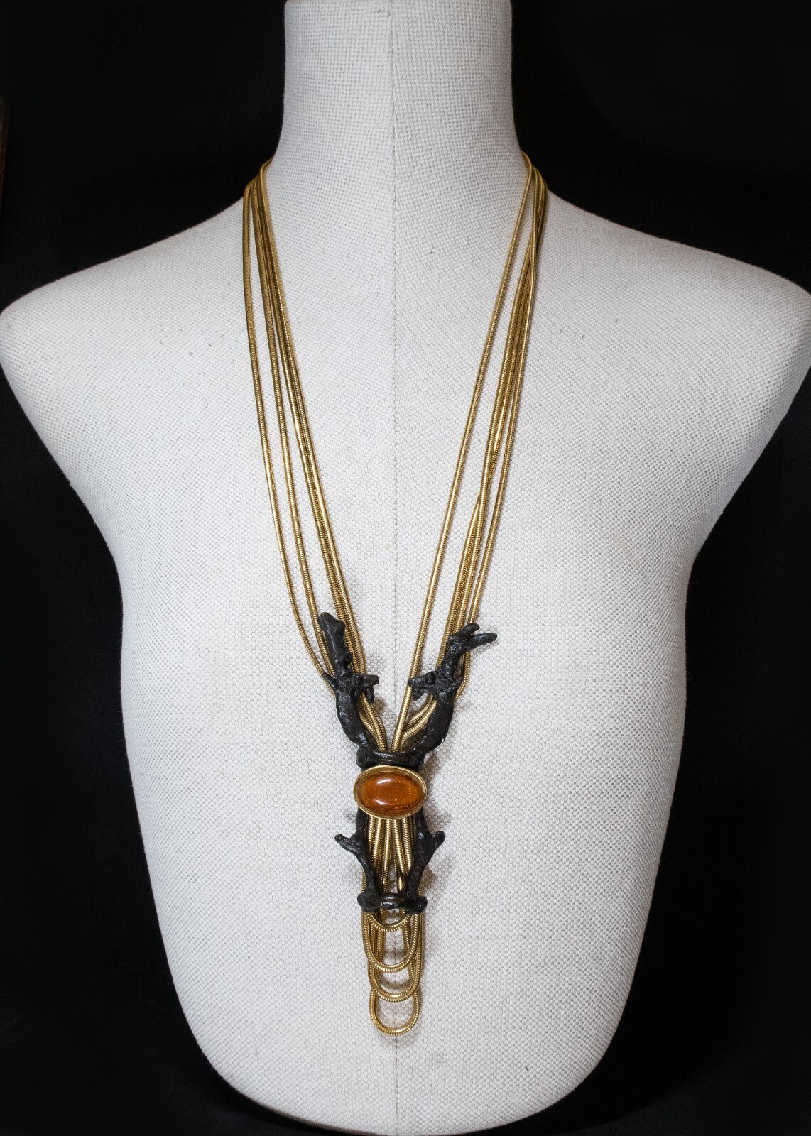 Vintage Trifari Diane Love Black Metal Deer Head Glas… Gem