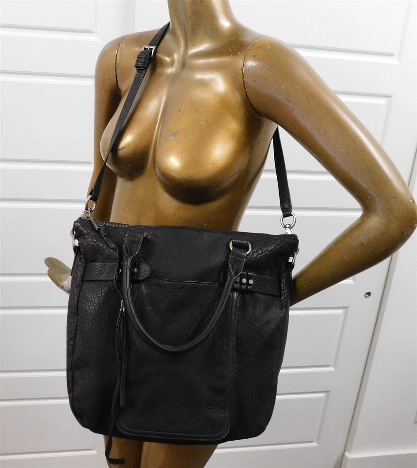 全新 She+Lo Lookin Up 黑色纹理皮革托特包 斜挎包 — 第 3/4 张图片