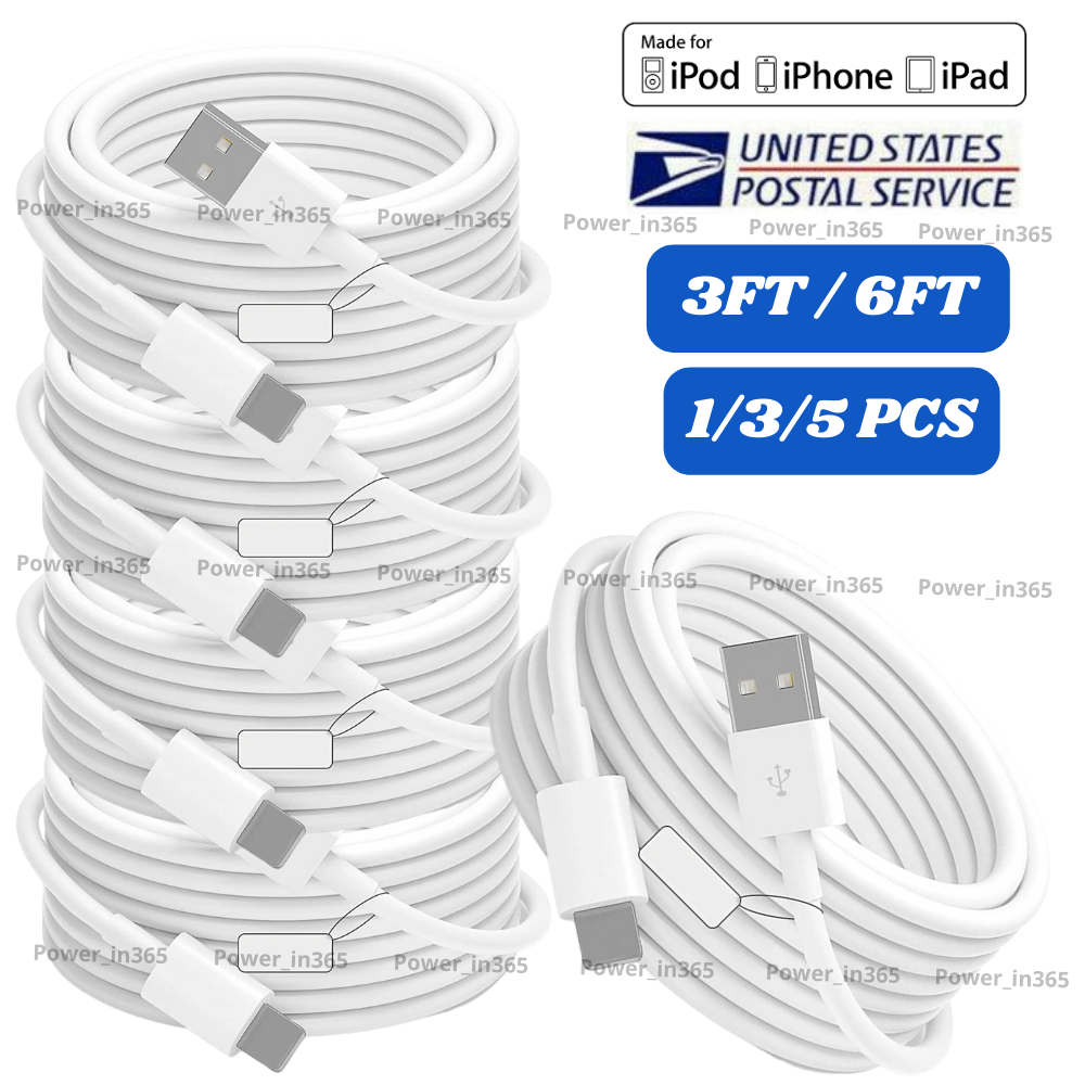 USB Charger Cable 3/6FT For Apple iPhone 14 13 12 11 X 8 7 6 s Charging Cord Lot