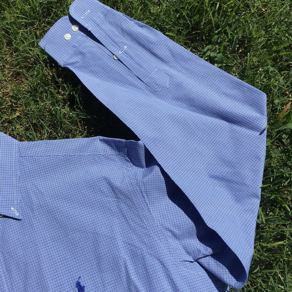 Camisa de vestir Polo Ralph Lauren calce clásico para hombre talla 15 1/2 34/35 azul con botones  Foto 4 de 4