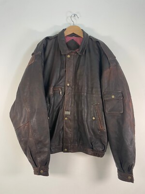 ジャケット・アウター Vintage Leather Jacket Italy BALL BASIC Vintage Ball Basic Italian Bomber Leather Jacket | Depop
