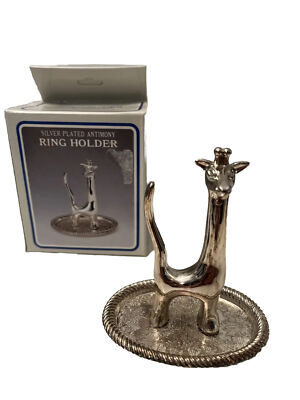 Vintage Giraffe Ring Holder Silver Plated Antimony Jewelry
