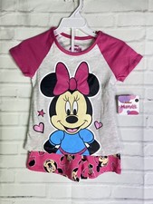 Disney Minnie Mouse Girls 2 Piece Shorts and Top T-Shirt Outfit Set Girls Size 5