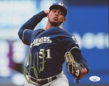 Freddy Peralta Signed Milwaukee Brewers 8x10 Photo JSA