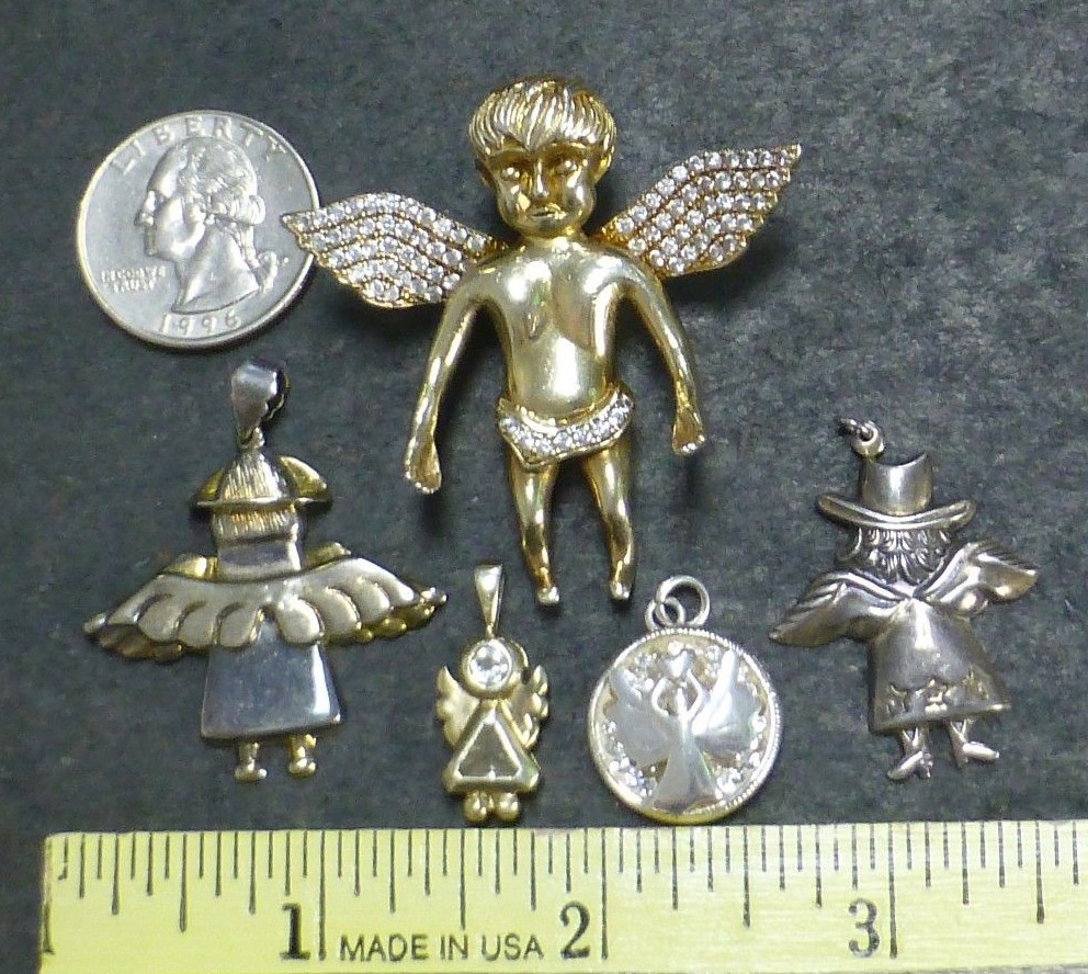 5 Sterling SILVER Religious Angels, Charms 29 Grams eBay