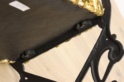 Victorian Antique Upholstered Cast Iron Boudoir Bench Storks #54059 - Picture 12 of 12
