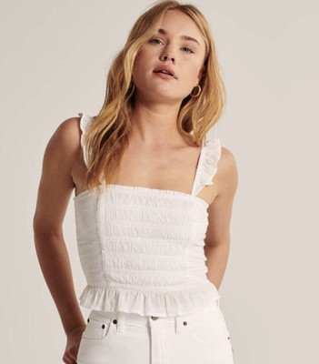 white ruffle cami