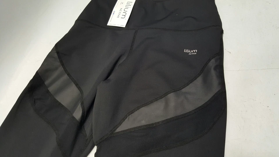 Leggings de yoga Lilium Active negros, malla + cuero, ¡¡NUEVOS!!! Foto 2 de 4