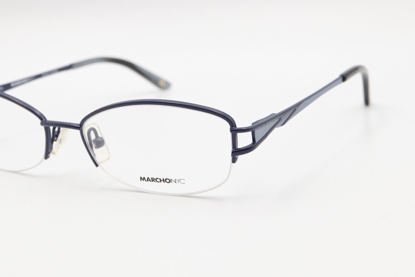 MARCHON NYC CHRYSTIE 412 Blue 51-16-135 Half Rimless Frames Flex Hinges L613