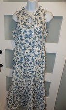 J. Crew White Midi Floral Ruffled Tiered Beach Cottage Core Dress Size 4 Women's