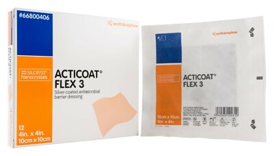 acticoat flex 3 silver dressing 48-Pieces* Smith & Nephew Acticoat Flex 3 Silver Coated 4