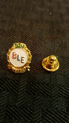 35 yr BLE Service Pin with case, Brotherhood of Locomotive Engineers, blue