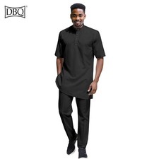 African Men's Clothes 2 Pieces Short Sleeve Shirt and Pants Set Tracksuit Outfit