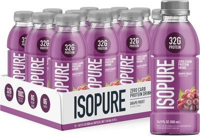 Isopure Zero Carb 32g Clear Protein Ready-to-Drink, Whey Protein Isolate, Grap