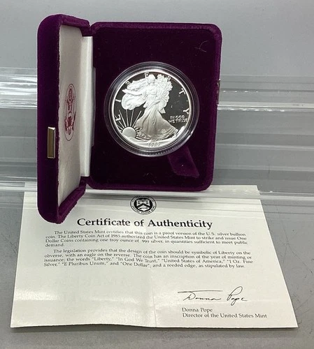 1989 S Proof American Silver Eagle - With Box & CoA