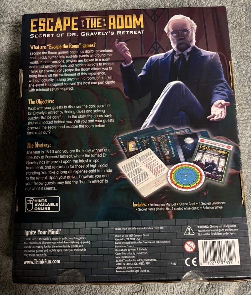 ThinkFun Escape the Room Secret of Dr. Gravely's Retreat - Escape Room - New OB - Image 2 of 2