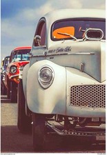 VINTAGE REPRODUCTION RACING POSTER GASSERS IN LINE DRAG RACING STAGING