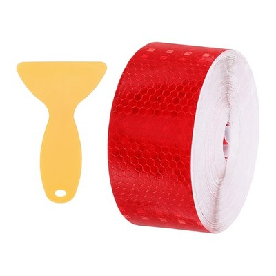 2 Inch x 82 ft Reflective Tape, 1 Roll Safety Tape with Scraper, Red