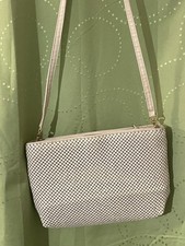 Vintage Whiting  Davis International White Mesh Crossbody Purse / Shoulder Bag