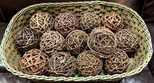 Set of 14 Woven Rattan Willow Wicker Decorative Balls