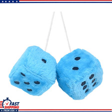 3-inch Light Blue And Black Dots Soft Plush Dice Car Decor
