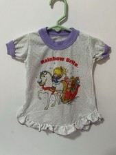 Rainbow Brite Girls Short Sleeve Nightgown White Purple Character Print