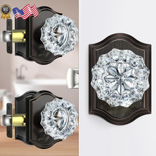 3 Pack Crystal Door Knobs with Lock Glass Door Knobs Interior for Privacy Use Oi