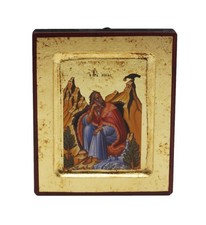 Griechisch-Orthodox Handgefertigt Holzikone Prophet Elias 12.5x10