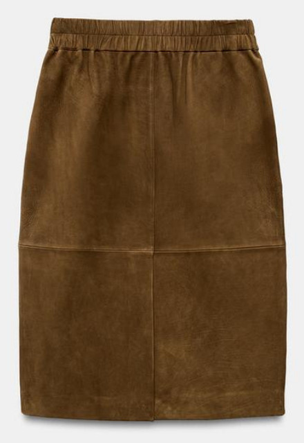 Zara Toffee Suede Leather Skirt Elastic Waistband Women BNWT 5127/044 image 2