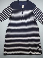 Talbots Woman Dress Womens 3X Blue Stripe Knit Lace Up Sweater Shift NWT $149
