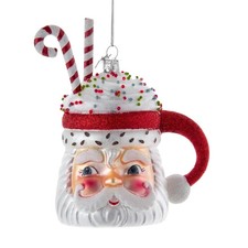 Noble Gems  Santa Hot Cocoa Mug Glass Ornament NBX0079