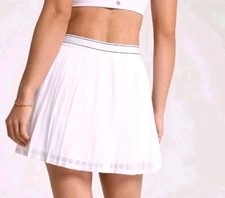 NWT CALIA MEDIUM Women's White Pleated Mesh Tennis Skort