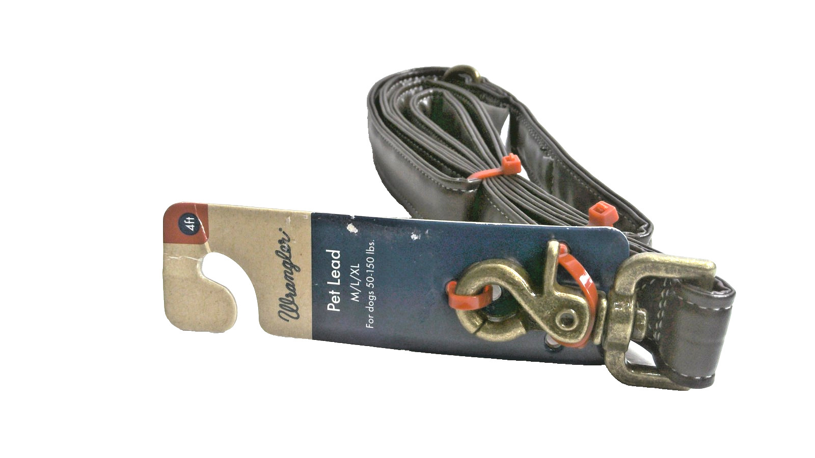 Wrangler Pet Lead Dog Leash 4ft Medium Brown 40-100 lb Bolt Snap Heavy Duty