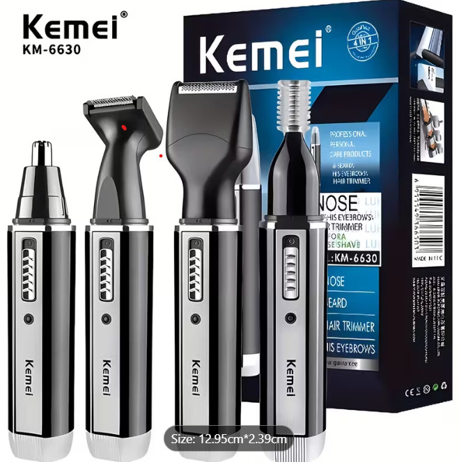 Kemei KM-6630 4-in-1 USB Rechargeable Electric Nose & Ear Hair Trimmer,
