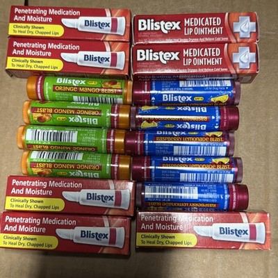 16Pc Blistex Lot-  4- ORANGE MANGO BLAST  + 5 Raspberry Lemonade + 7 Medicated