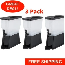 3 Gallon Beverage Dispenser Plastic Iced Tea Punch Juice Beverage Dispenser 3Pk