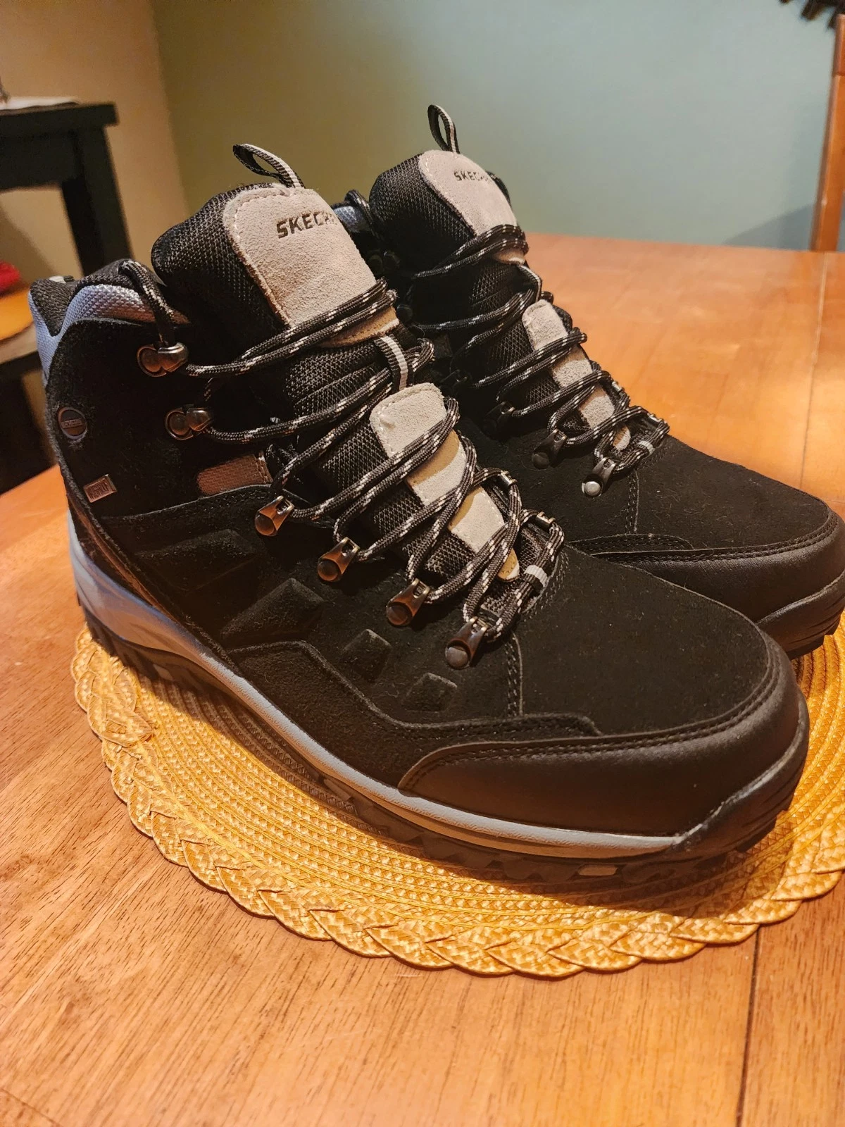 Skechers Men's Relment 64869 Lace Up Waterproof Hiking Boot, 12 / Black Suede