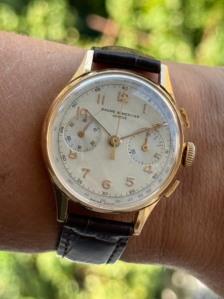 Chronograph Baume & Mercier 3901 Landeron 48 Solid Gold 18k 750
