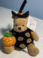 Disney Store - Halloween Winnie the Pooh with Jack-a-Lantern- Mini Bean Bag - 8"