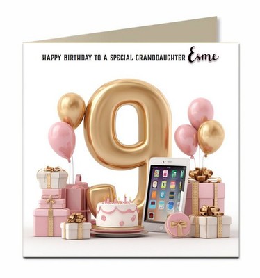 Karte 9. Geburtstag für kleine Mädchen personalisiert F315