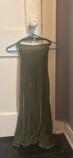 Shein Women’s Olive Green Plissé Pleated Halter Maxi Dress With Tags Size Small