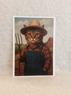Kunstdruck DIN A4. Matte Oberfläche auf 300 GSM Papier. Katze als Bauer verkleidet. OOAK