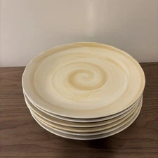 Set of 6 Sango CORAL SAND 4974 Dinner Plates 10 3/4” Tan Cream Swirl