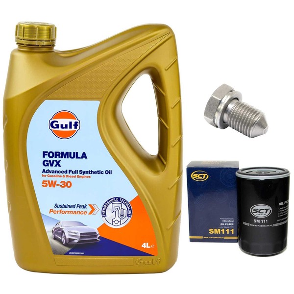 MotoröL Filter Set 5W-30 4 Liter + ÖLablassschraube FüR Audi A4 Seat Skoda VW-image
