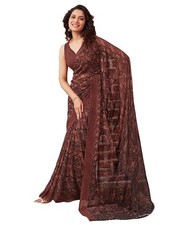 Women's Georgette Printed Saree With Blouse Piece