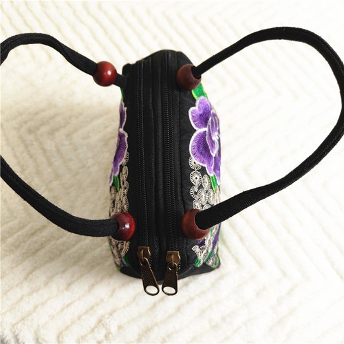 Bolso de mano retro para mujer Bolso bohemio floral bordado con cuentas Cartera étnica - Imagen 10 de 14