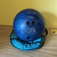 COLUMBIA 300 BOWLING BALL VINTAGE 10 LB with AMF bag 5Y13472 Blue swirl N533AV 